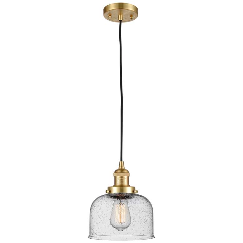 Image 1 Franklin Restoration Bell 8" LED Mini Pendant - Satin Gold - Seedy Sha