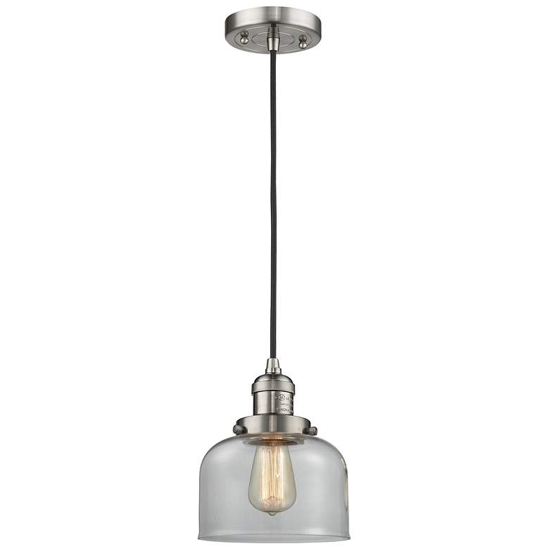 Image 1 Franklin Restoration Bell 8" LED Mini Pendant - Satin Nickel - Clear