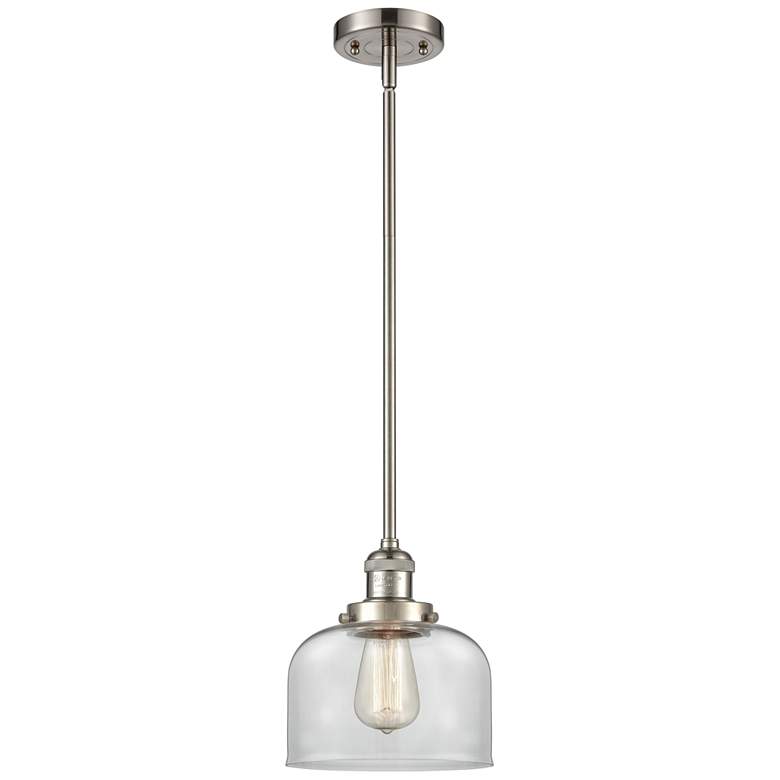 Image 1 Franklin Restoration Bell 8" LED Mini Pendant - Satin Nickel - Clear