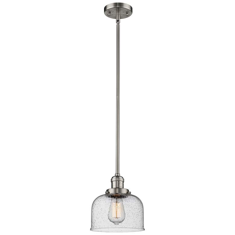 Image 1 Franklin Restoration Bell 8" LED Mini Pendant - Satin Nickel - Seedy