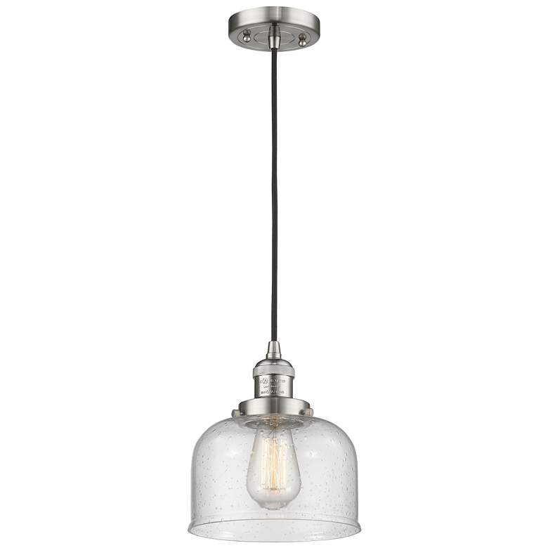 Image 1 Franklin Restoration Bell 8" LED Mini Pendant - Satin Nickel - Seedy