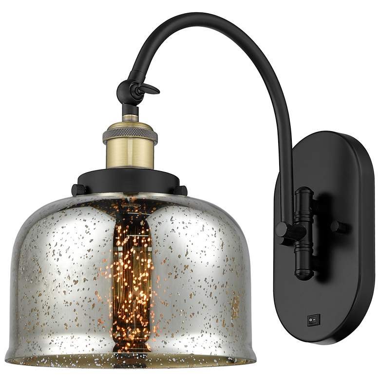Image 1 Franklin Restoration Bell 8 inch LED Sconce - Black Brass - Mercury Shade