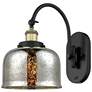 Franklin Restoration Bell 8" LED Sconce - Black Brass - Mercury Shade