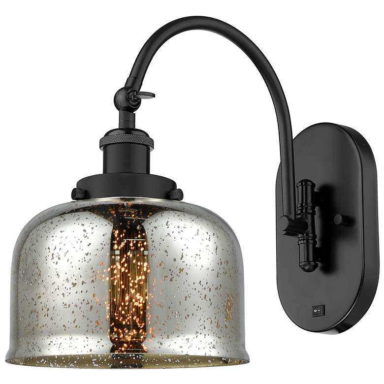 Image 1 Franklin Restoration Bell 8" LED Sconce - Black Finish - Mercury Shade