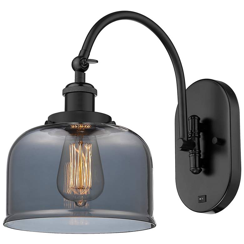 Image 1 Franklin Restoration Bell 8 inch LED Sconce - Black Finish - Plated Smoke 