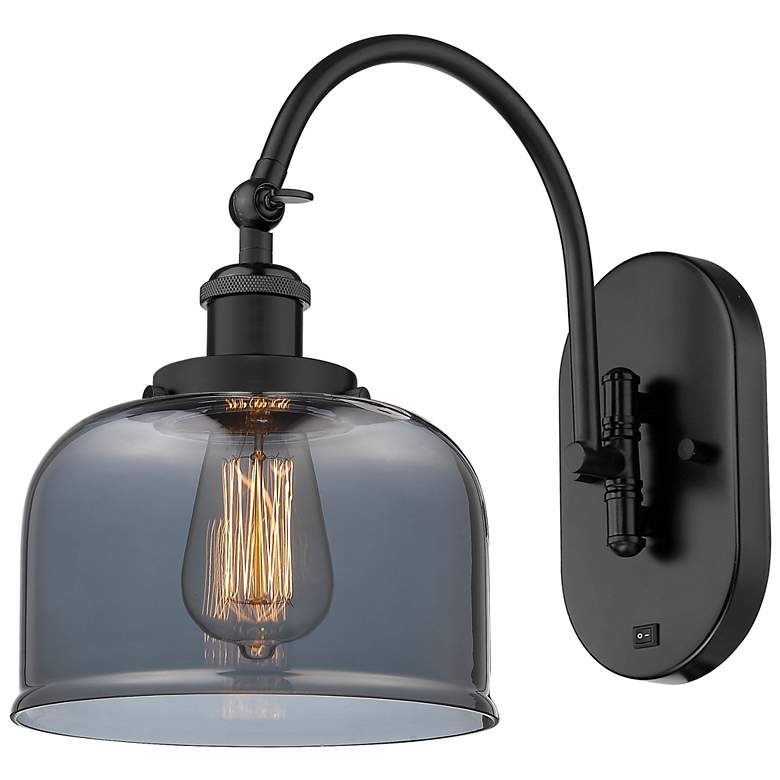 Image 1 Franklin Restoration Bell 8" LED Sconce - Black Finish - Plated Smoke