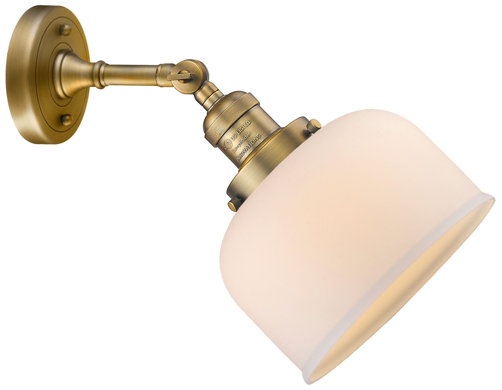 Image 3 Franklin Restoration Bell 8" LED Sconce - Brass Finish - Matte White S more views