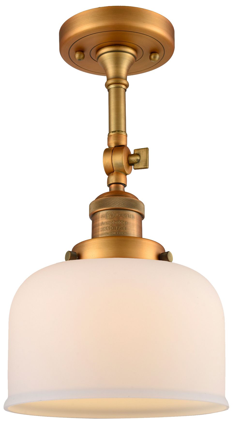 Image 4 Franklin Restoration Bell 8" LED Sconce - Brass Finish - Matte White S more views