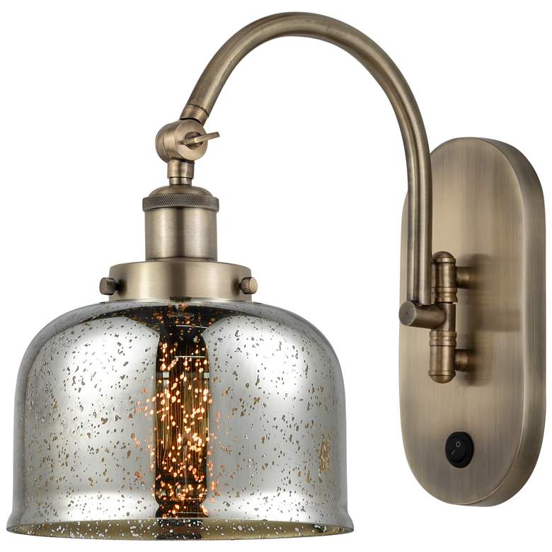 Image 1 Franklin Restoration Bell 8" LED Sconce - Brass Finish - Mercury Shade