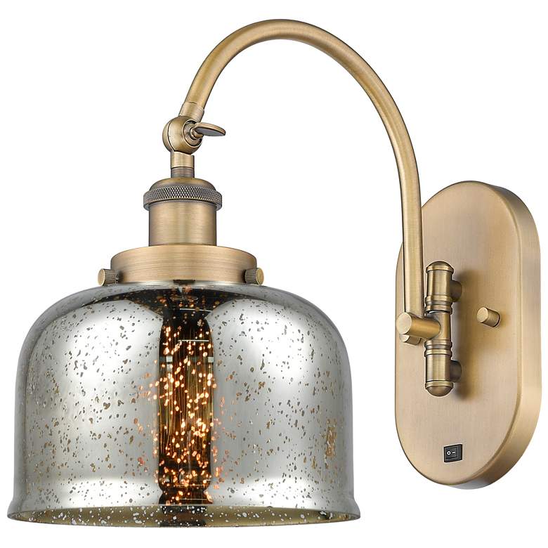 Image 1 Franklin Restoration Bell 8" LED Sconce - Brass Finish - Mercury Shade