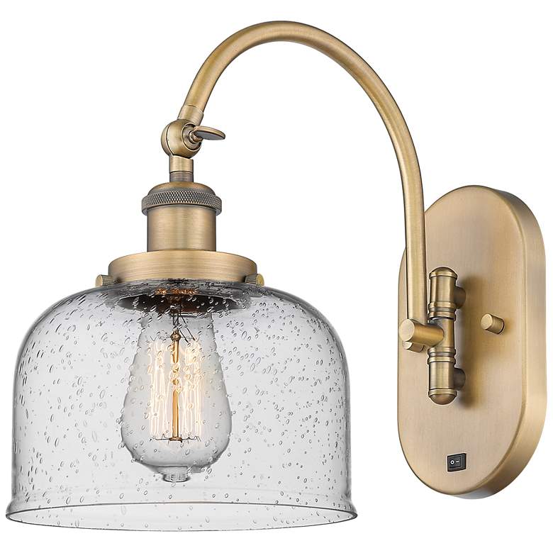 Image 1 Franklin Restoration Bell 8" LED Sconce - Brass Finish - Seedy Shade