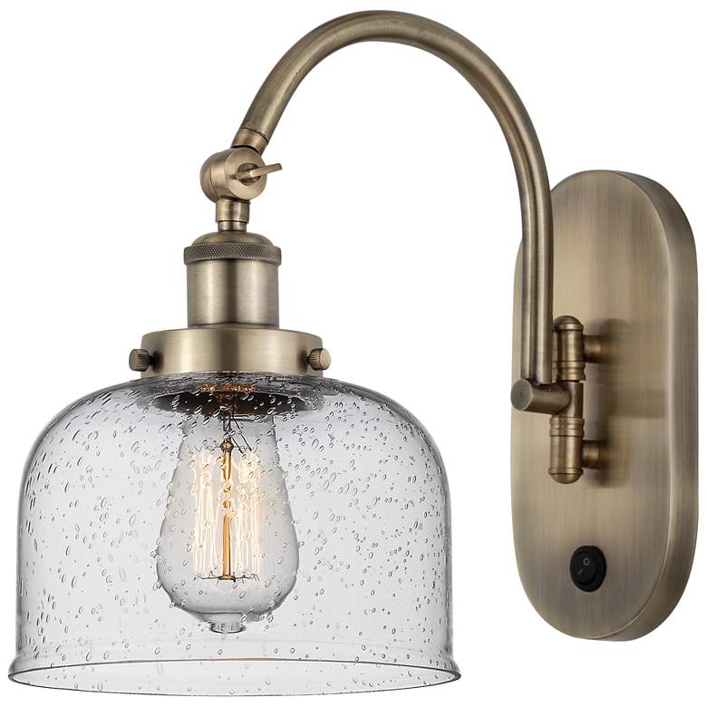 Image 1 Franklin Restoration Bell 8" LED Sconce - Brass Finish - Seedy Shade