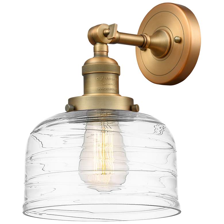 Image 1 Franklin Restoration Bell 8" LED Sconce - Brass Finish - Swirl Shade
