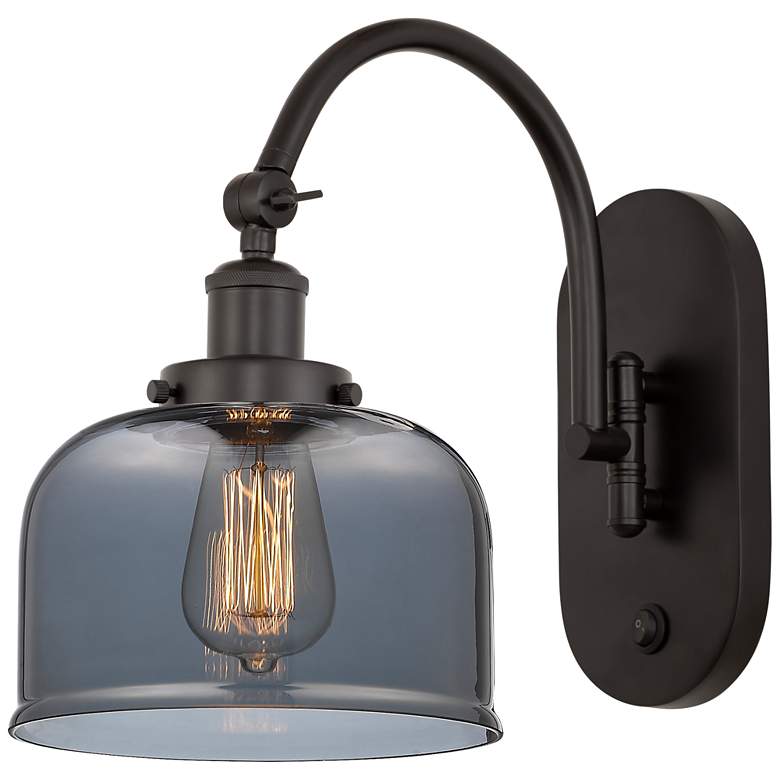 Image 1 Franklin Restoration Bell 8" LED Sconce - Bronze Finish - Smoke Shade
