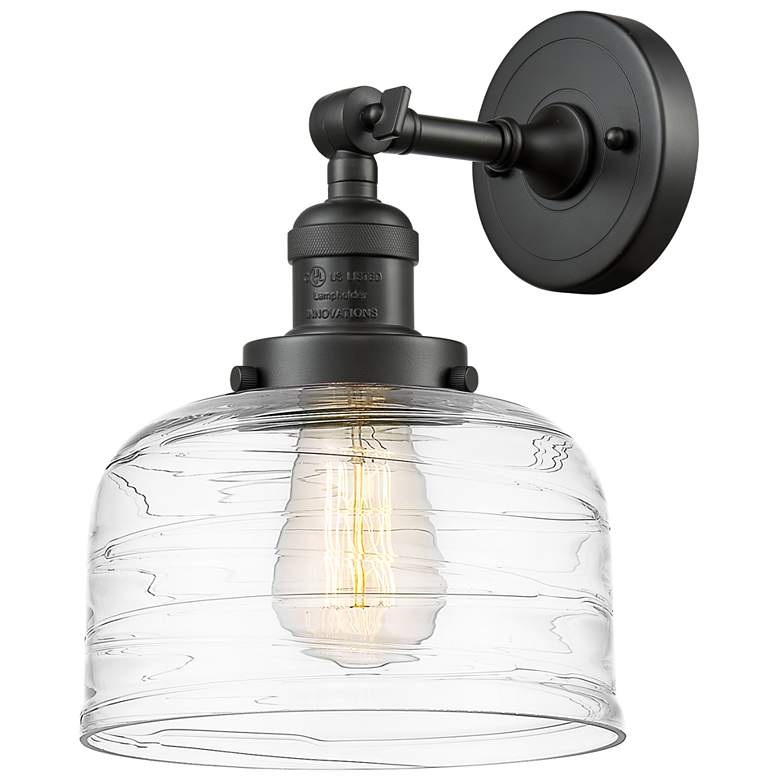 Image 1 Franklin Restoration Bell 8" LED Sconce - Bronze Finish - Swirl Shade