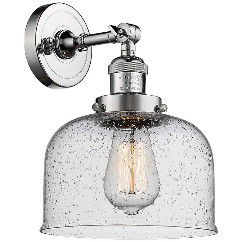 Image 1 Franklin Restoration Bell 8" LED Sconce - Chrome Finish - Seedy Shade
