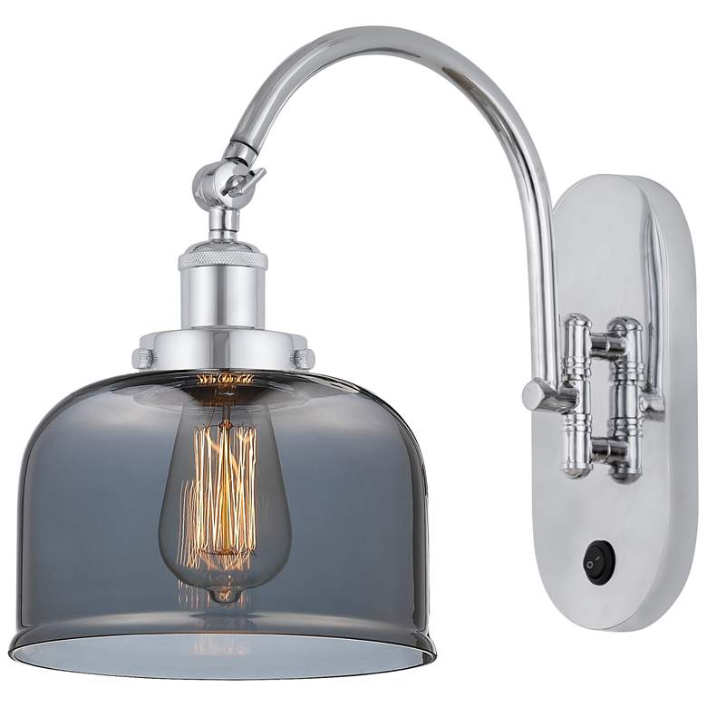 Image 1 Franklin Restoration Bell 8" LED Sconce - Chrome Finish - Smoke Shade