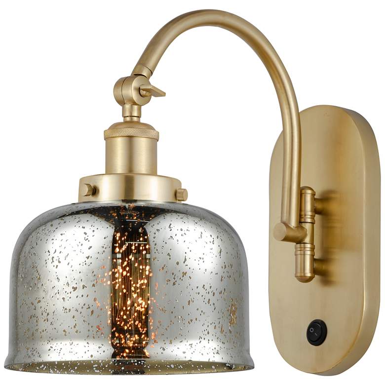 Image 1 Franklin Restoration Bell 8" LED Sconce - Gold Finish - Mercury Shade