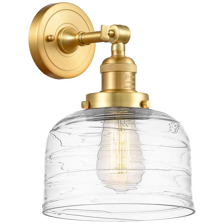 Image 1 Franklin Restoration Bell 8" LED Sconce - Gold Finish - Swirl Shade