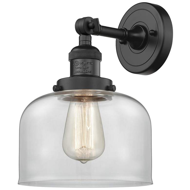 Image 1 Franklin Restoration Bell 8" LED Sconce - Matte Black Finish - Clear S