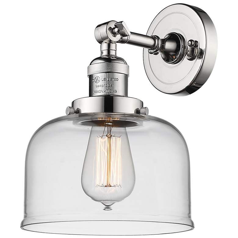 Image 1 Franklin Restoration Bell 8" LED Sconce - Nickel Finish - Clear Shade