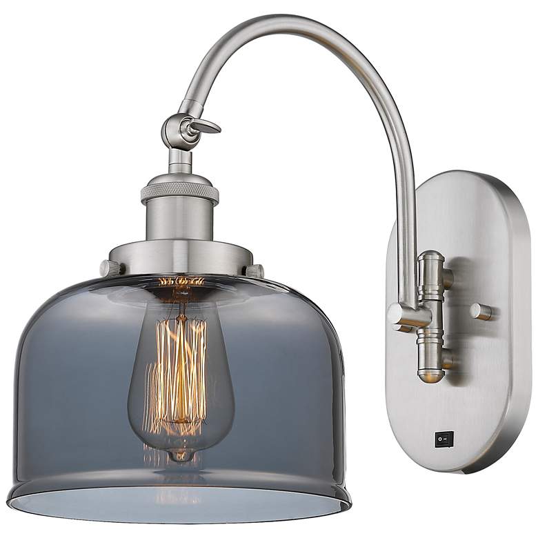 Image 1 Franklin Restoration Bell 8" LED Sconce - Nickel Finish - Smoke Shade