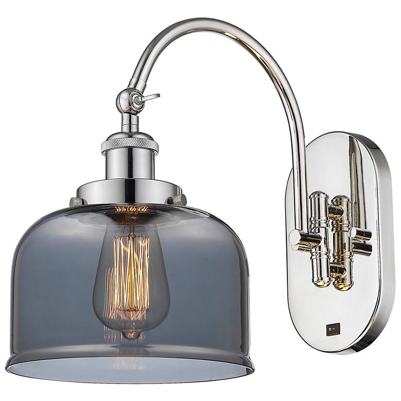 Image 1 Franklin Restoration Bell 8" LED Sconce - Nickel Finish - Smoke Shade