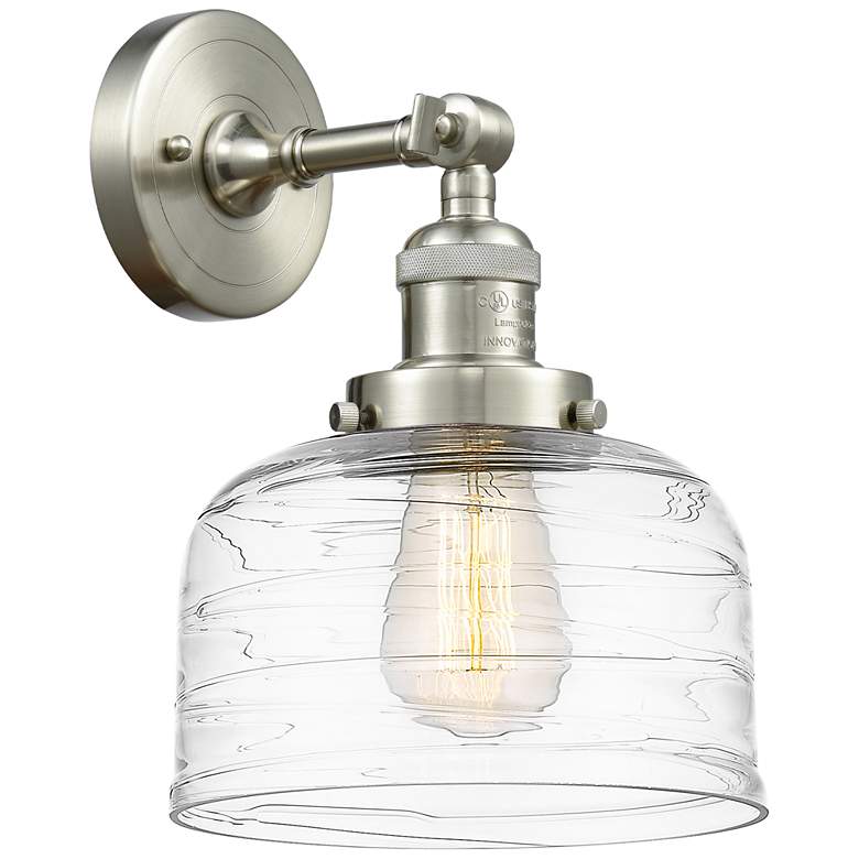 Image 1 Franklin Restoration Bell 8" LED Sconce - Nickel Finish - Swirl Shade