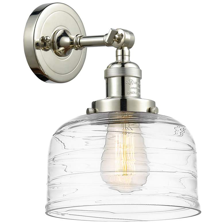 Image 1 Franklin Restoration Bell 8" LED Sconce - Nickel Finish - Swirl Shade