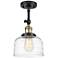 Franklin Restoration Bell  8" LED Semi-Flush - Black Brass - Clear Swi