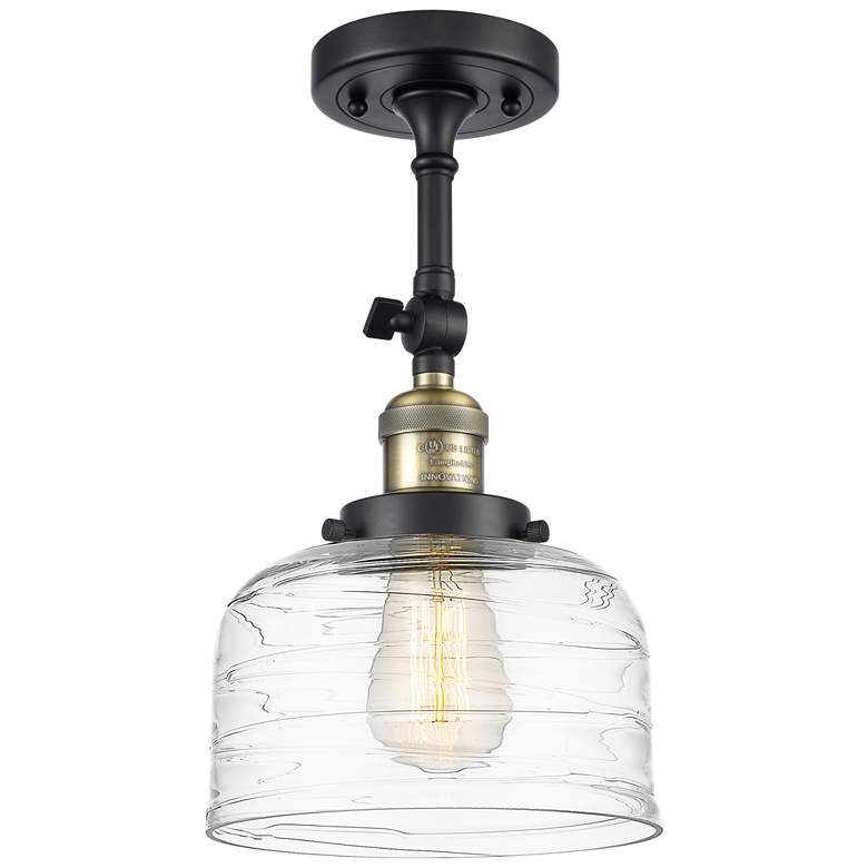 Image 1 Franklin Restoration Bell 8" LED Semi-Flush - Black Brass - Clear Swi