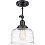 Franklin Restoration Bell  8" LED Semi-Flush - Black - Clear Deco Swir