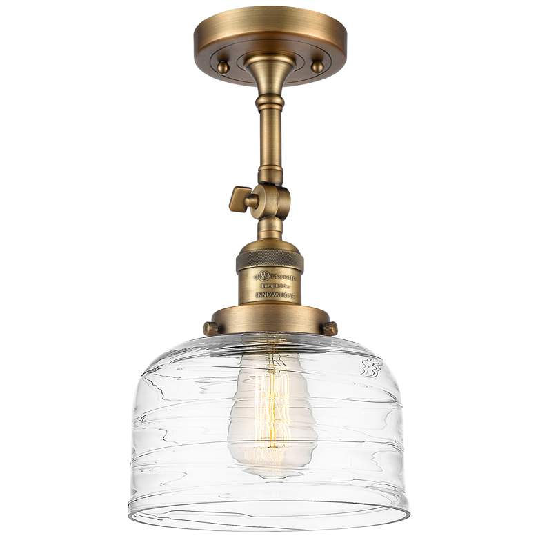 Image 1 Franklin Restoration Bell 8" LED Semi-Flush - Brass - Clear Deco Swir