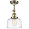 Franklin Restoration Bell  8" LED Semi-Flush - Brass - Clear Deco Swir