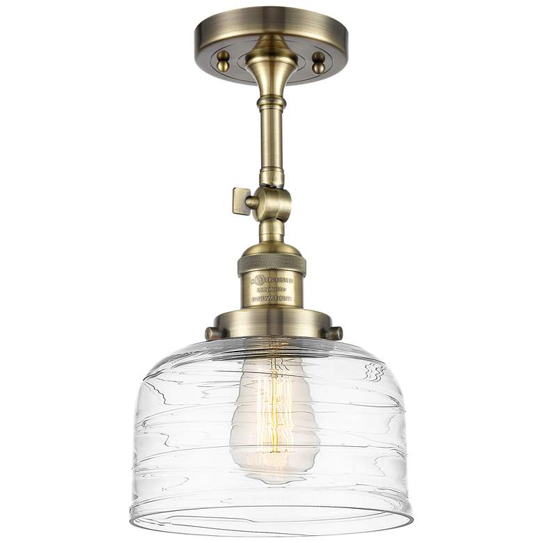 Image 1 Franklin Restoration Bell 8" LED Semi-Flush - Brass - Clear Deco Swir