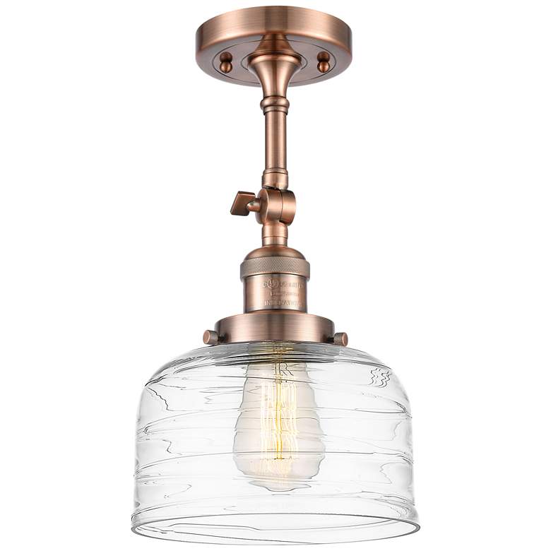 Image 1 Franklin Restoration Bell  8" LED Semi-Flush - Copper - Clear Deco Swi