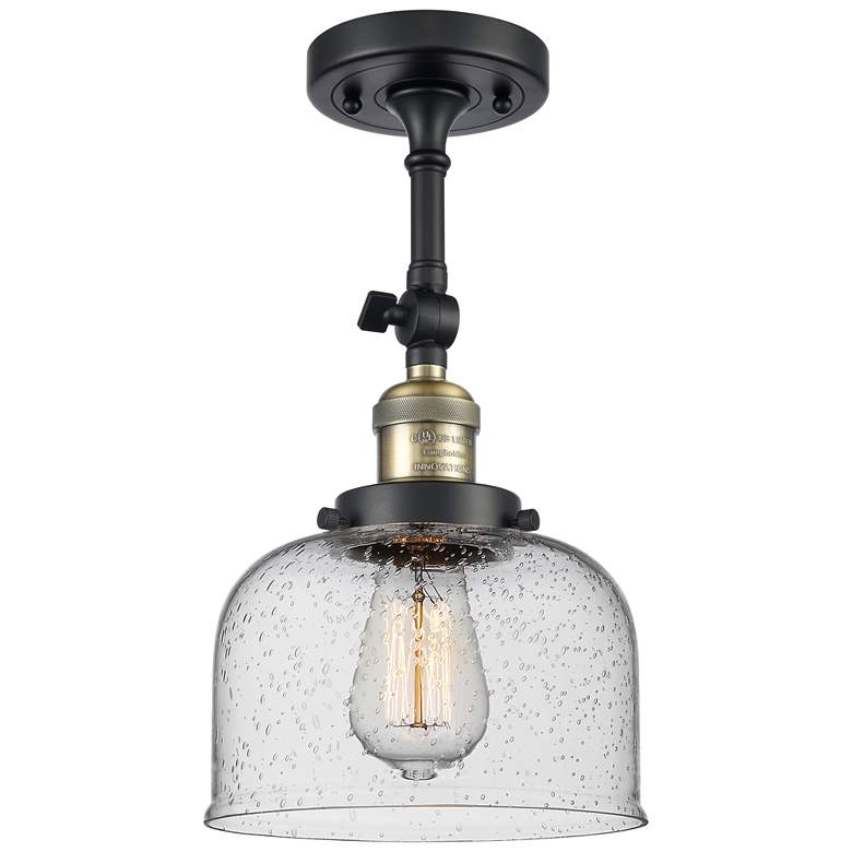 Image 1 Franklin Restoration Bell 8" LED Semi-Flush Mount - Black Brass - See