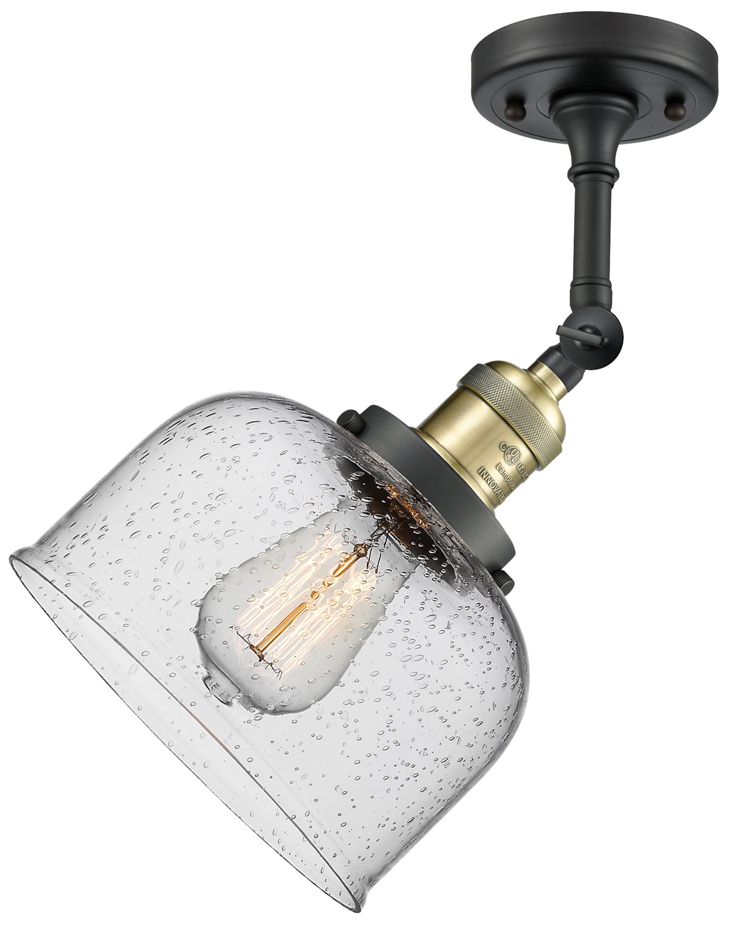 Image 2 Franklin Restoration Bell  8" LED Semi-Flush Mount - Black Brass - See more views