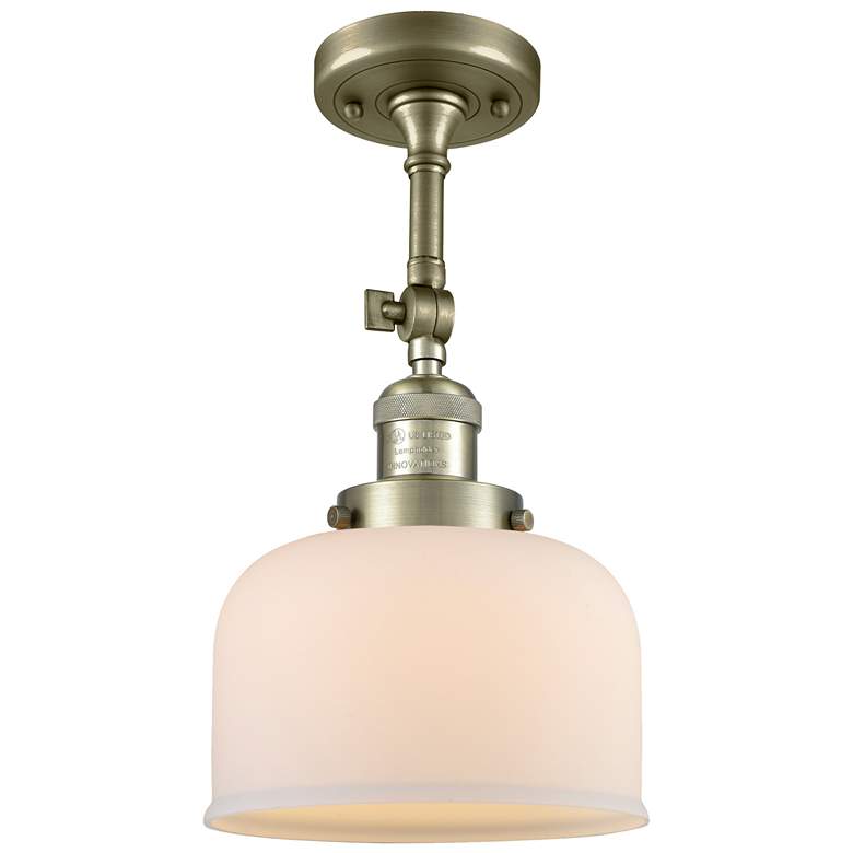 Image 1 Franklin Restoration Bell 8" LED Semi-Flush Mount - Brass - Matte Whi