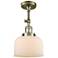 Franklin Restoration Bell 8" LED Semi-Flush Mount - Brass - Matte Whi