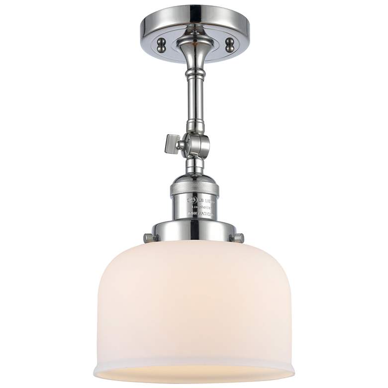Image 1 Franklin Restoration Bell 8" LED Semi-Flush Mount - Chrome - Matte Wh