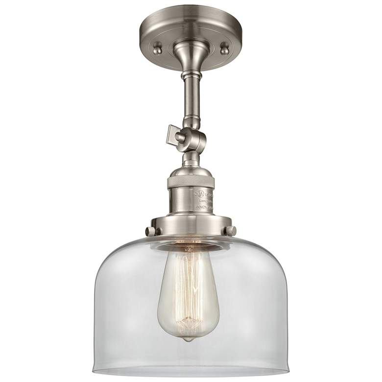 Image 1 Franklin Restoration Bell 8" LED Semi-Flush Mount - Satin Nickel - Cl