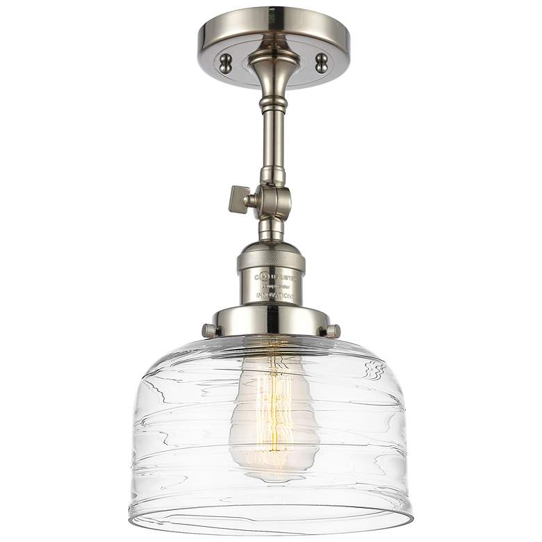Image 1 Franklin Restoration Bell 8" LED Semi-Flush - Polished Nickel - Swirl