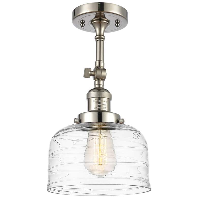 Image 1 Franklin Restoration Bell  8 inch LED Semi-Flush - Polished Nickel - Swirl