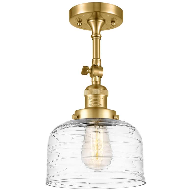 Image 1 Franklin Restoration Bell 8" LED Semi-Flush - Satin Gold - Swirl