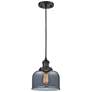 Franklin Restoration Bell 8" Matte Black Corded Mini Pendant w/ Smoke