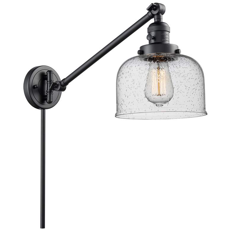 Image 1 Franklin Restoration Bell 8" Matte Black LED Swing Arm With Seedy Shad