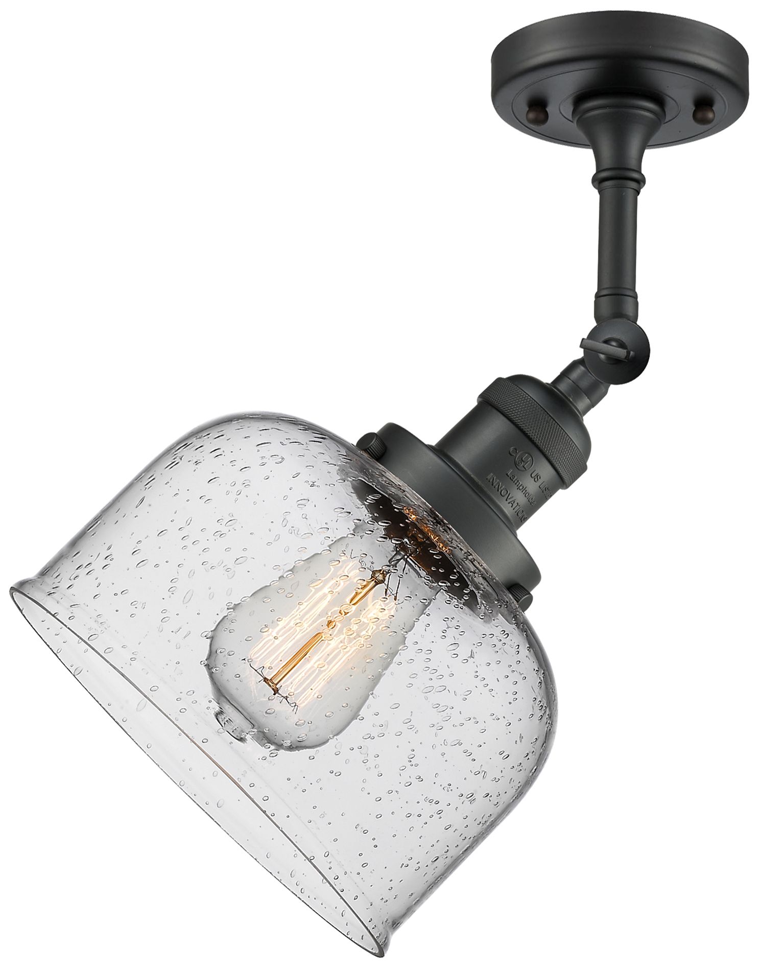 Image 2 Franklin Restoration Bell 8" Matte Black Semi Flush Mount w/ Seedy Sha more views