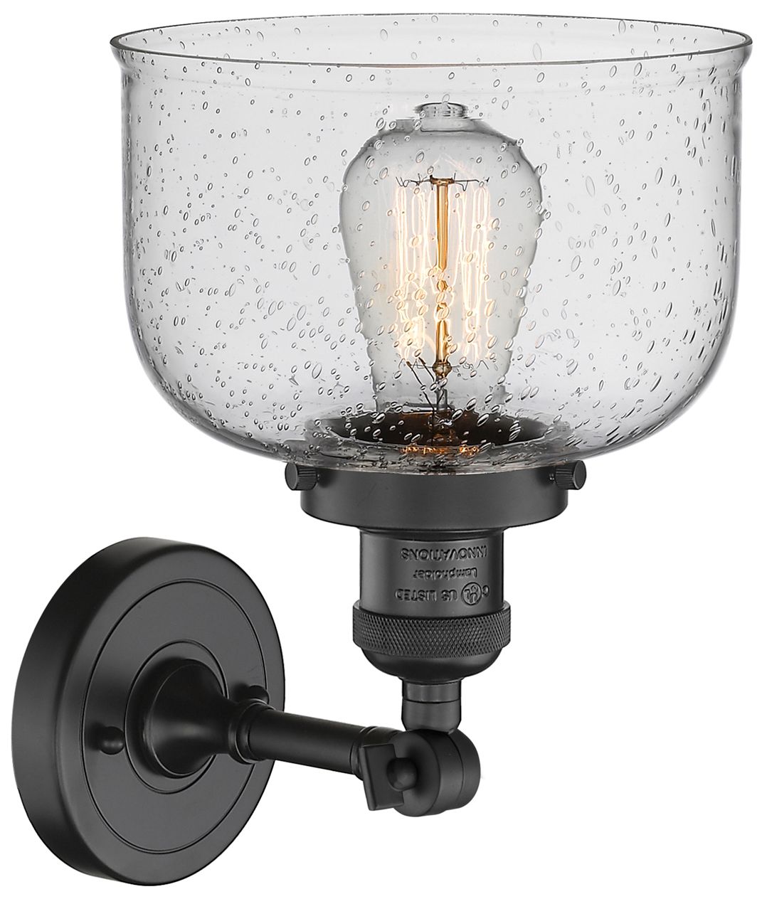 Image 4 Franklin Restoration Bell 8" Matte Black Semi Flush Mount w/ Seedy Sha more views