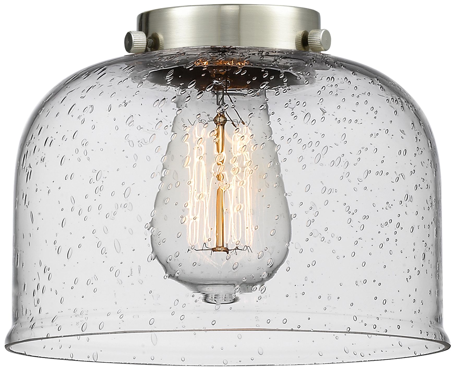 Image 6 Franklin Restoration Bell 8" Matte Black Semi Flush Mount w/ Seedy Sha more views